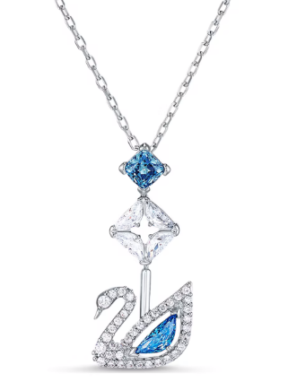 Collar Cisne Swarovski Rombos Azules y Cuerpo Pavé