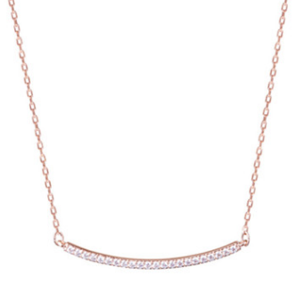 Collar Barra Curva Pavé Blanco Oro Rosa