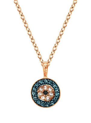 Collar Medallón Mandala Azul Cadena Gruesa Oro Rosa