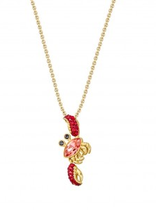 Collar Cangrejo Pavé Rojo con Marquesa Naranja Dorado