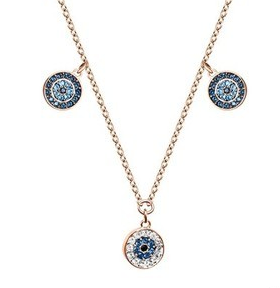 [X227] Collar Ojo Protector Symbolica Triple Oro Rosa