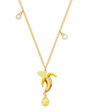 Collar Swarovski Banana Esmaltada con Perlas Dorado