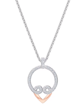 Collar Swarovski Par de Cisnes Círculo Corazón Oro Rosa
