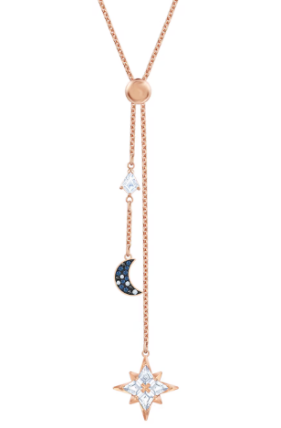 Collar Swarovski Estrella Norte y Luna Lazo Oro Rosa