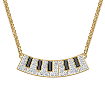 Collar Swarovski Abanico Rayas Pavé Blanco y Negro Dorado
