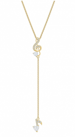 Collar Swarovski Clave de Sol y Nota Musical Dorado