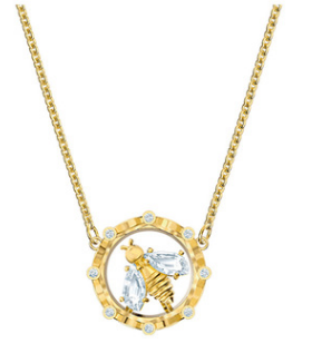 Collar Swarovski Abeja en Marco Octagonal Dorado