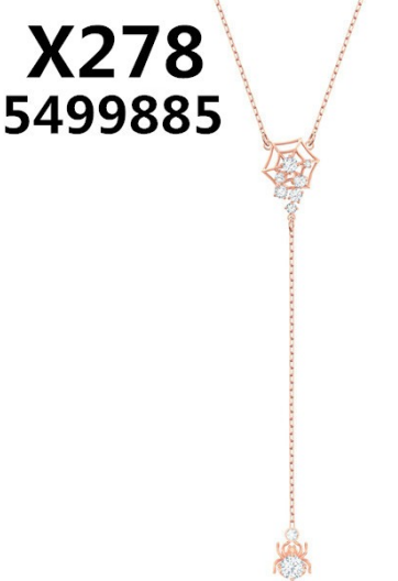 Collar Lazo Telaraña y Araña Pavé Oro Rosa