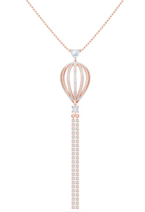 Collar Globo Aerostático con Flecos de Cristal Oro Rosa