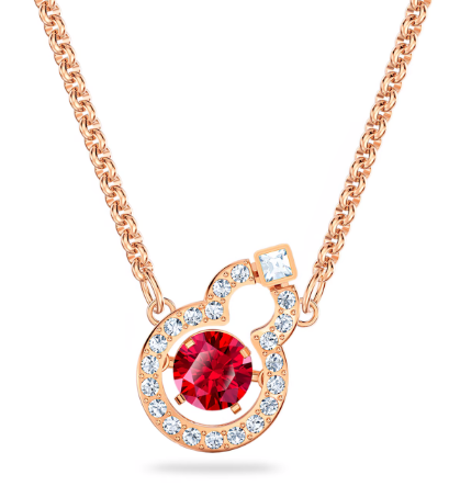 Collar Calabaza Cristal Rojo Redondo Oro Rosa