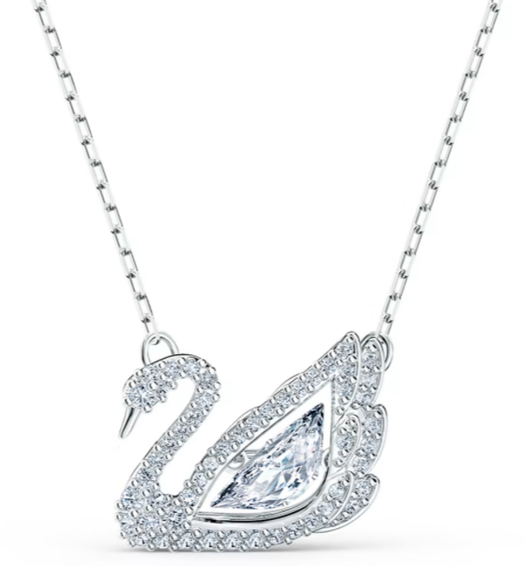 Collar Cisne Icónico Ala Cristal Pera Blanco Rodio
