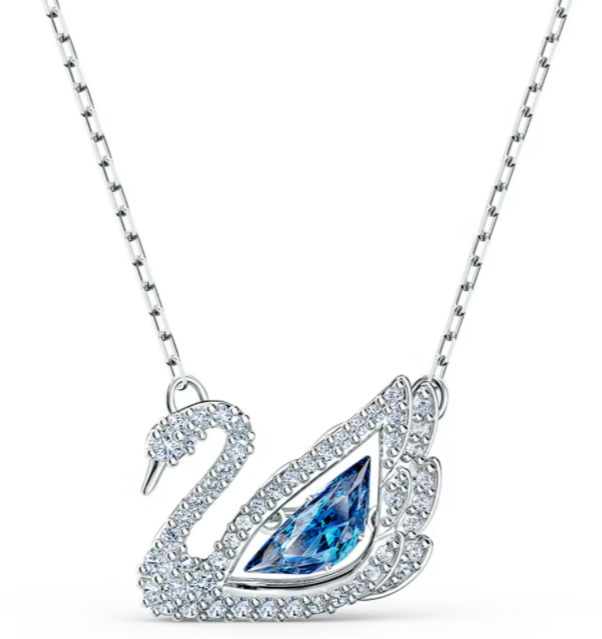 Collar Cisne Icónico Ala Cristal Azul Rodio