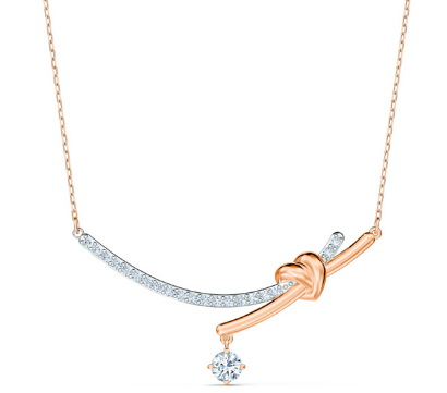 Collar Nudo Pavé con Cristal Colgante Oro Rosa