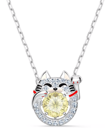 Collar Gato de la Fortuna Cristal Amarillo Rodio