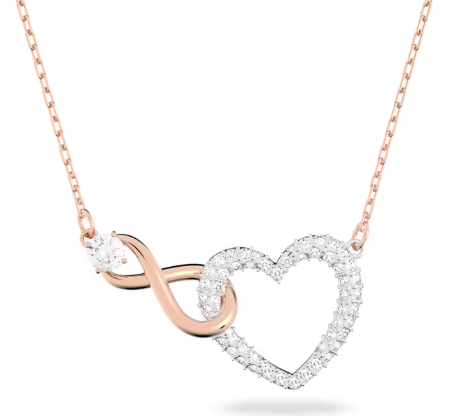 Collar Infinito y Corazón Pavé Oro Rosa