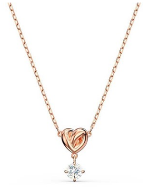 Collar Nudo Corazón con Cristal Colgante Oro Rosa