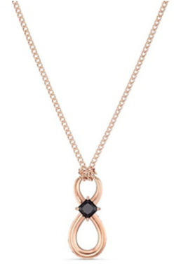 Collar Swarovski Infinito Piedra Negra Tono Oro Rosa