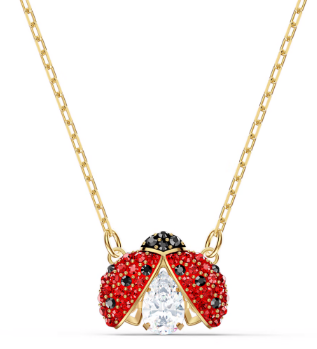 Collar Swarovski Mariquita Alas Rojas Cristal Pera
