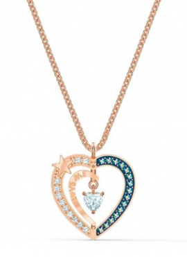 Collar Swarovski Corazón Ancla Pavé Degradado Azul