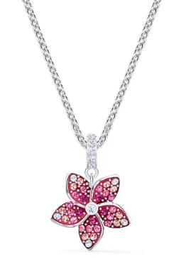 Collar Swarovski Flor de Ciruelo Cinco Pétalos Plateado