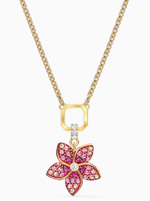 Collar Swarovski Flor de Ciruelo Cinco Pétalos Dorado