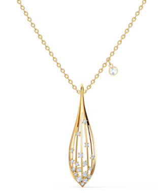 Collar Swarovski Gota Alargada Cristales Dispersos Dorado