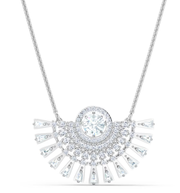Collar Swarovski Abanico Solar Baguette Plateado