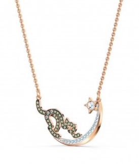 Collar Swarovski Lagartija Curva Pavé Verde y Azul