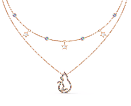 Collar Swarovski Doble Cadena Estrellas y Remolino