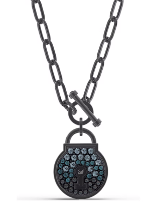 Collar Candado Cadena Gruesa Pavé Turquesa