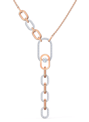 Collar Eslabones Ovalados con Broche Pavé Oro Rosa