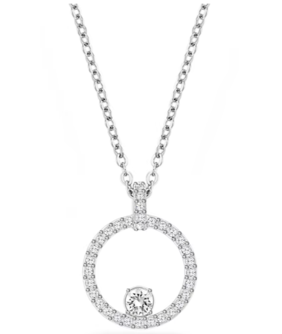 Collar Círculo Pavé Solitario Tono Platino