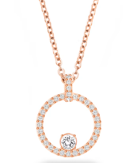 Collar Círculo Pavé Solitario Tono Oro Rosa