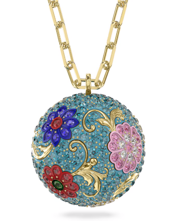 Collar Esfera Turquesa con Flores Esmaltadas
