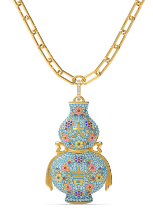Collar Calabaza Dorada con Flores y Caracteres