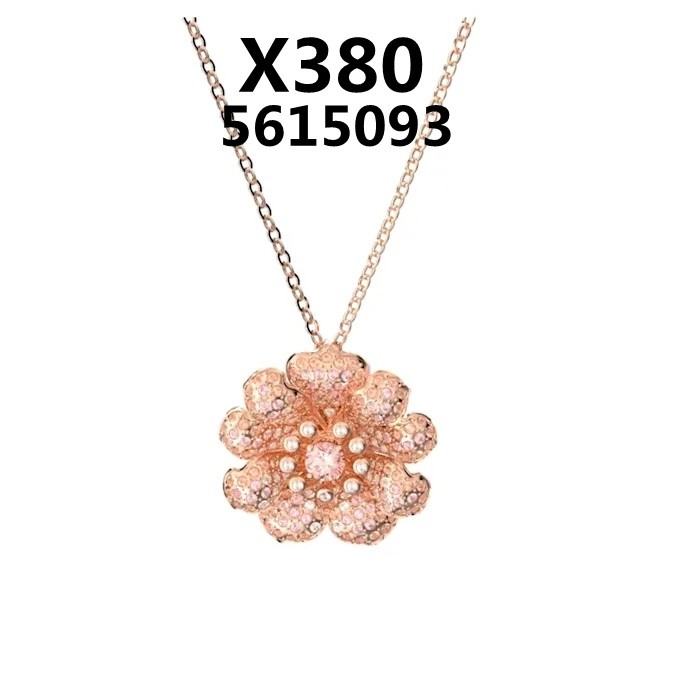 Collar Flor Pavé Rosa Perlas Centrales Oro Rosa