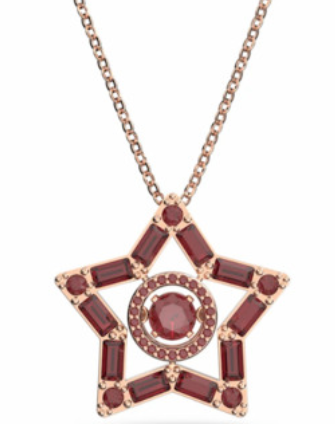 Collar Estrella Abierta Baguette Rojo Oro Rosa