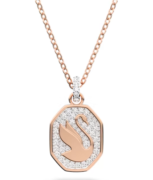 Collar Swan Octagonal Pavé Blanco Oro Rosa