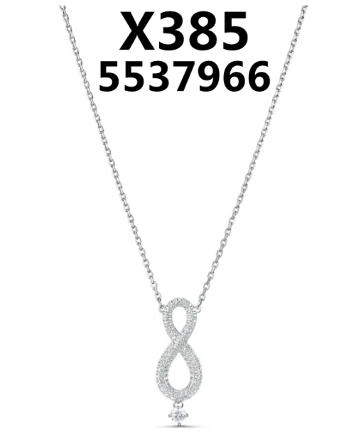 [X385] Collar Hyperbola Infinito Pavé Blanco Rodio