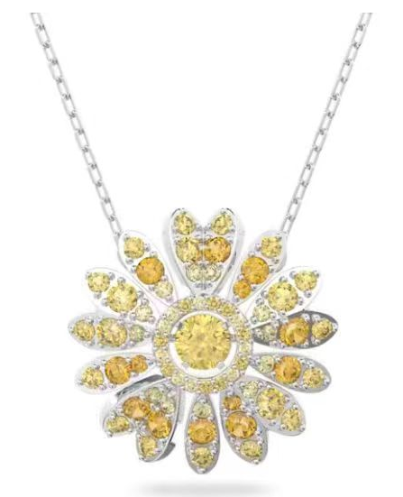 Collar Flor Margarita Pavé Amarillo y Ámbar