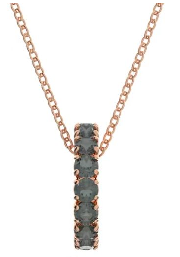 Collar Barra Vertical Cristales Grises Oro Rosa
