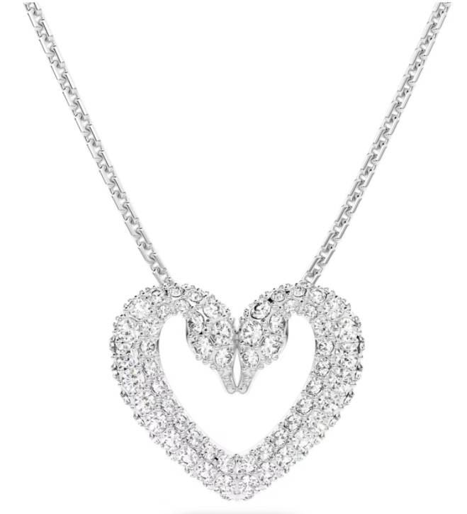 Collar Swan Corazón Pavé Blanco Rodio