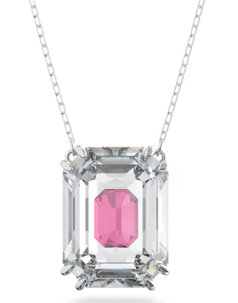Collar Cristal Facetado Bicolor Blanco y Rosa Rodio