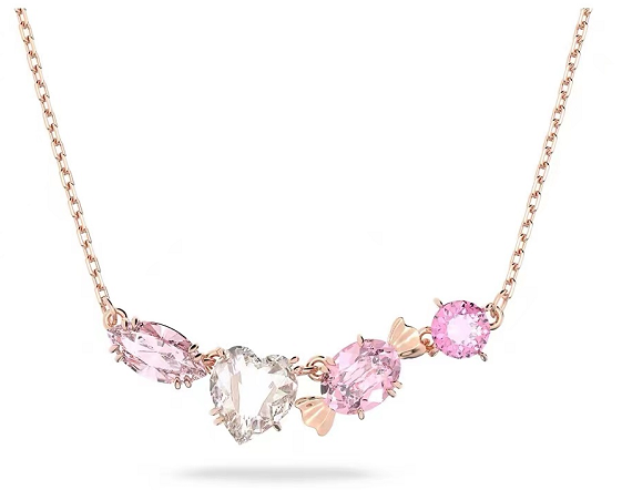 Collar Swarovski Racimo Cristales Rosa y Blanco