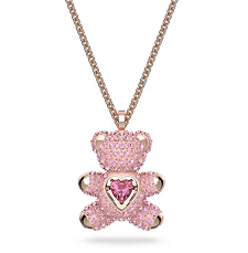 Collar Swarovski Oso Pavé Rosa con Corazón