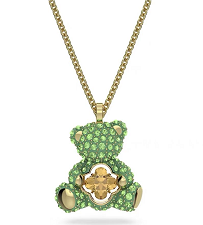 Collar Swarovski Oso Pavé Verde Tono Dorado