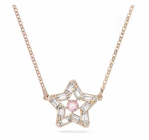 Collar Swarovski Estrella Baguette Rosa Oro Rosa