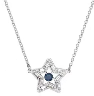 Collar Swarovski Estrella Baguette Azul Rodio