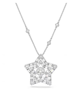 Collar Swarovski Estrella Grande Baguette Blanco Rodio