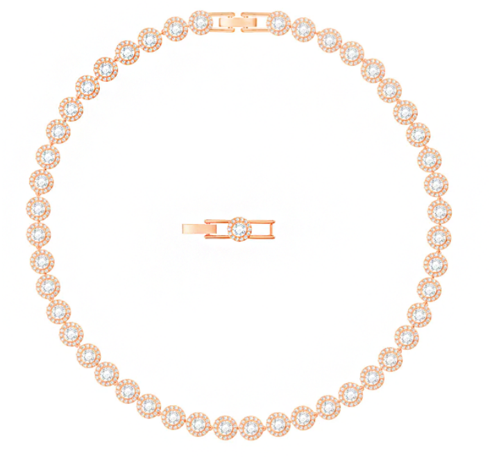 Collar Swarovski Tenis Halo Blanco Oro Rosa